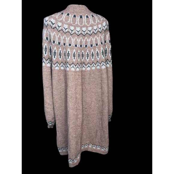 Max Edition Fair Isle Knit Cardigan Sweater Womens XL Beige Effortless cabincore - Picture 2 of 8